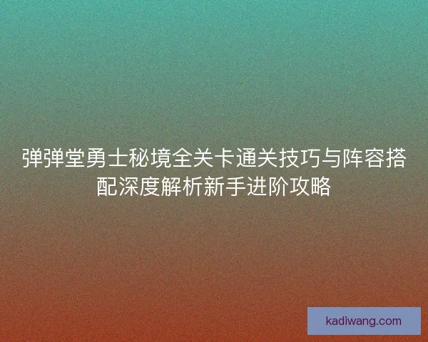 弹弹堂勇士秘境全关卡通关技巧与阵容搭配深度解析新手进阶攻略
